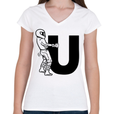 PRINTFASHION Fuck U - Női V-nyakú póló - Fehér