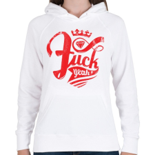 PRINTFASHION Fuck yeah! - Női kapucnis pulóver - Fehér női pulóver, kardigán