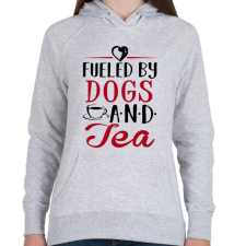 PRINTFASHION Fueled by dogs and tea - Női kapucnis pulóver - Sport szürke női pulóver, kardigán