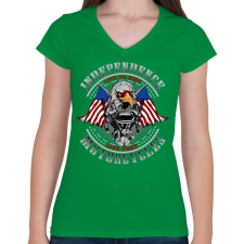 PRINTFASHION Függetlenség - Női V-nyakú póló - Zöld női póló