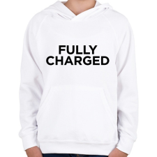 PRINTFASHION Fully Charged (Black) - Gyerek kapucnis pulóver - Fehér gyerek pulóver, kardigán