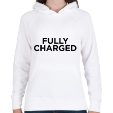 PRINTFASHION Fully Charged (Black) - Női kapucnis pulóver - Fehér