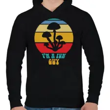 PRINTFASHION Fun guy - Gombász - Férfi kapucnis pulóver - Fekete férfi pulóver, kardigán