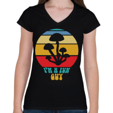 PRINTFASHION Fun guy - Gombász - Női V-nyakú póló - Fekete női póló