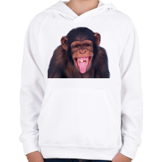 PRINTFASHION Funny Chimpanzee - Gyerek kapucnis pulóver - Fehér