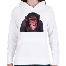 PRINTFASHION Funny Chimpanzee - Női kapucnis pulóver - Fehér női pulóver, kardigán