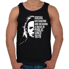 PRINTFASHION Funny Michael Myers Social Distancing - Férfi atléta - Fekete
