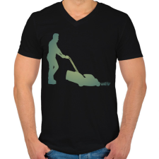 PRINTFASHION Fűnyírás - Férfi V-nyakú póló - Fekete férfi póló
