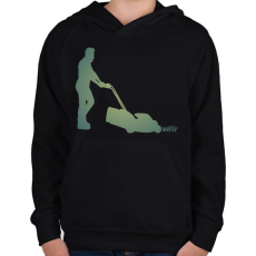 PRINTFASHION Fűnyírás - Gyerek kapucnis pulóver - Fekete