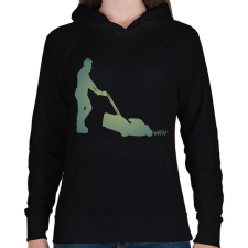 PRINTFASHION Fűnyírás - Női kapucnis pulóver - Fekete női pulóver, kardigán