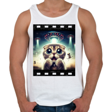 PRINTFASHION Fura cuki cica - UFÓ invázió - Férfi atléta - Fehér atléta, trikó