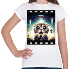 PRINTFASHION Fura cuki cica - UFÓ invázió - Női póló - Fehér