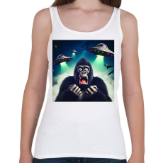 PRINTFASHION Fura cuki ijedt gorilla - Retro UFÓ invázió - Női atléta - Fehér