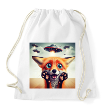 PRINTFASHION Fura cuki vicces ijedt róka - UFÓ invázió - Sportzsák, Tornazsák - Fehér tornazsák
