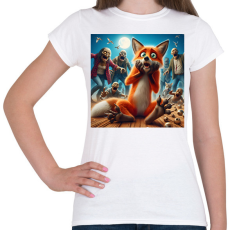 PRINTFASHION Fura cuki vicces ijedt róka - Zombi invázió - Női póló - Fehér