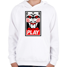 PRINTFASHION Fűrész play - Gyerek kapucnis pulóver - Fehér