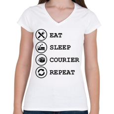 PRINTFASHION Futár élet - Női V-nyakú póló - Fehér