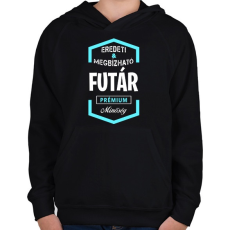 PRINTFASHION Futár prémium minőség - Gyerek kapucnis pulóver - Fekete