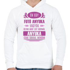 PRINTFASHION Futó anyuka - Férfi kapucnis pulóver - Fehér