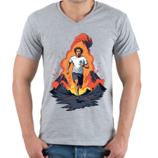 PRINTFASHION Futó - Férfi V-nyakú póló - Sport szürke férfi póló