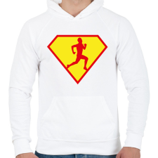 PRINTFASHION Futó hős - Férfi kapucnis pulóver - Fehér férfi pulóver, kardigán