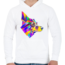 PRINTFASHION FuturPup 2.0 - Férfi kapucnis pulóver - Fehér férfi pulóver, kardigán