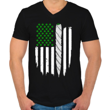 PRINTFASHION Füves zászló - Férfi V-nyakú póló - Fekete férfi póló