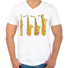 PRINTFASHION Fúvós hangszerek - Férfi V-nyakú póló - Fehér férfi póló