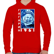 PRINTFASHION Gagarin 1961 Cirill - Férfi kapucnis pulóver - Piros