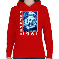 PRINTFASHION Gagarin 1961 Cirill - Női kapucnis pulóver - Piros női pulóver, kardigán