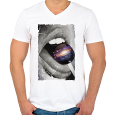 PRINTFASHION Galaktikus íz - Férfi V-nyakú póló - Fehér
