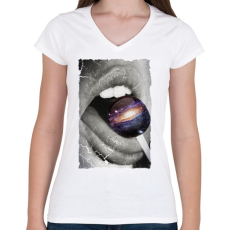 PRINTFASHION Galaktikus íz - Női V-nyakú póló - Fehér