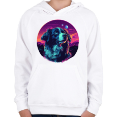 PRINTFASHION Galaxy Border Collie - Gyerek kapucnis pulóver - Fehér