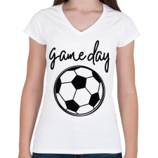 PRINTFASHION Game day - Női V-nyakú póló - Fehér női póló