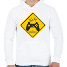 PRINTFASHION Game Over - Férfi kapucnis pulóver - Fehér férfi pulóver, kardigán