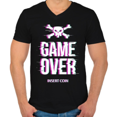 PRINTFASHION Game Over - Insert coin - Férfi V-nyakú póló - Fekete