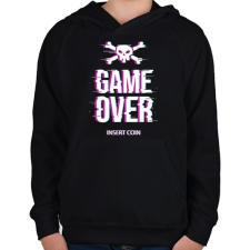 PRINTFASHION Game Over - Insert coin - Gyerek kapucnis pulóver - Fekete gyerek pulóver, kardigán