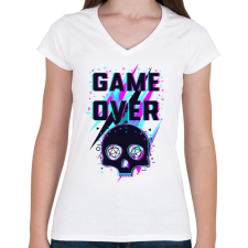 PRINTFASHION Game Over (világos) - Női V-nyakú póló - Fehér női póló