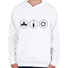 PRINTFASHION Game Refuel Repeat logó - Gyerek kapucnis pulóver - Fehér gyerek pulóver, kardigán