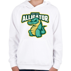 PRINTFASHION Game The Alligator - Gyerek kapucnis pulóver - Fehér