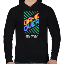PRINTFASHION gameover - Férfi kapucnis pulóver - Fekete férfi pulóver, kardigán
