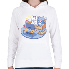 PRINTFASHION Gamer cica pár - Női kapucnis pulóver - Fehér