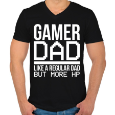 PRINTFASHION Gamer Dad - Férfi V-nyakú póló - Fekete férfi póló