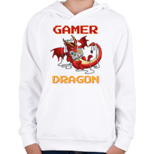 PRINTFASHION Gamer dragon - Gyerek kapucnis pulóver - Fehér gyerek pulóver, kardigán