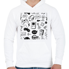 PRINTFASHION gamer - Férfi kapucnis pulóver - Fehér férfi pulóver, kardigán