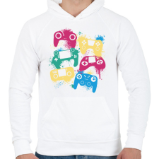 PRINTFASHION Gamer - Férfi kapucnis pulóver - Fehér férfi pulóver, kardigán