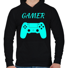 PRINTFASHION GAMER  - Férfi kapucnis pulóver - Fekete