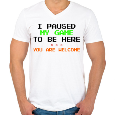 PRINTFASHION Gamer - Férfi V-nyakú póló - Fehér