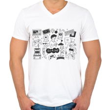 PRINTFASHION gamer - Férfi V-nyakú póló - Fehér férfi póló