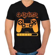 PRINTFASHION Gamer - Férfi V-nyakú póló - Fekete férfi póló